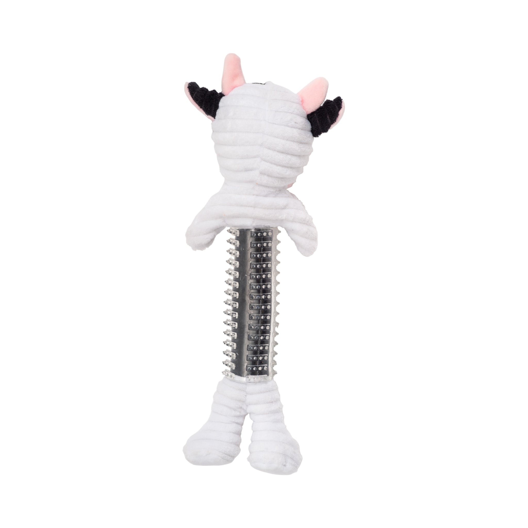 Country Living Thermoplastic Rubber Black & White Cow Plush Dog Toy – with Squeaker & Crinkle Paper