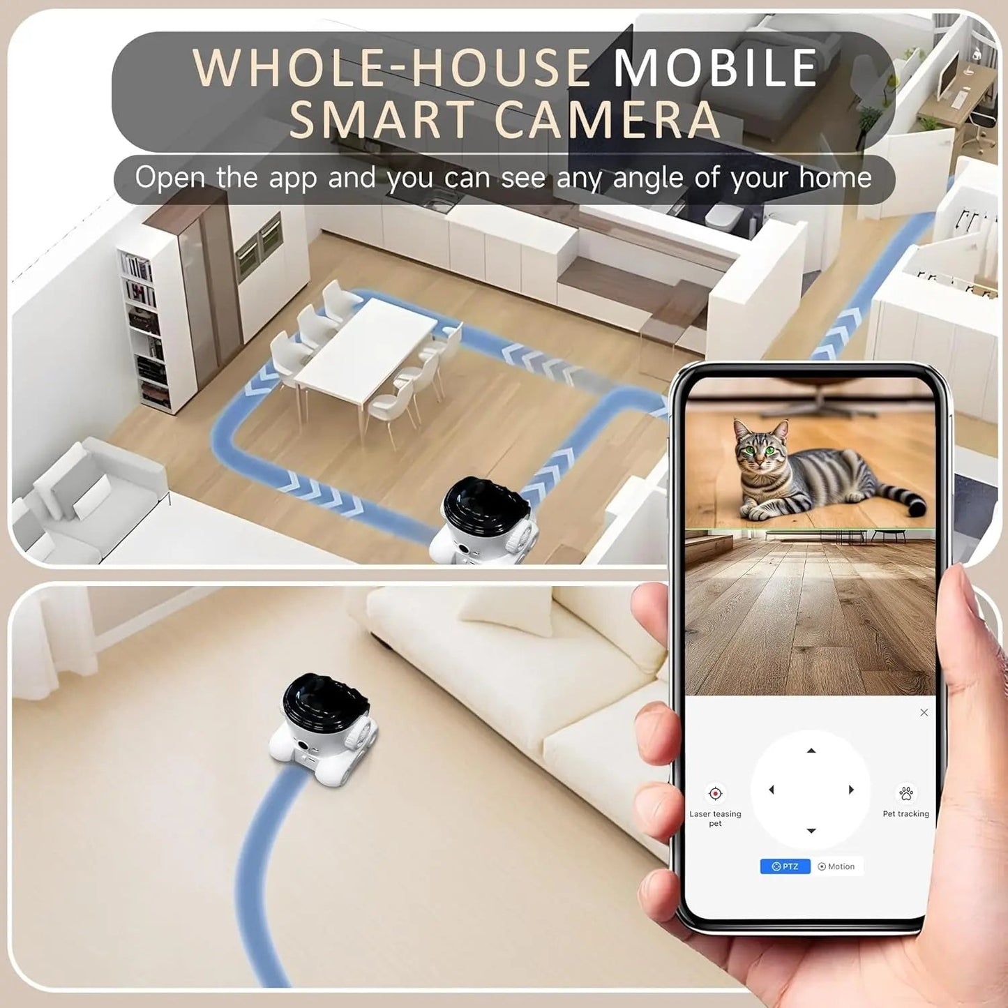 1080P Smart Pet Camera WiFi Robot 2-Way Audio Night Vision Motion Tracking(2026)