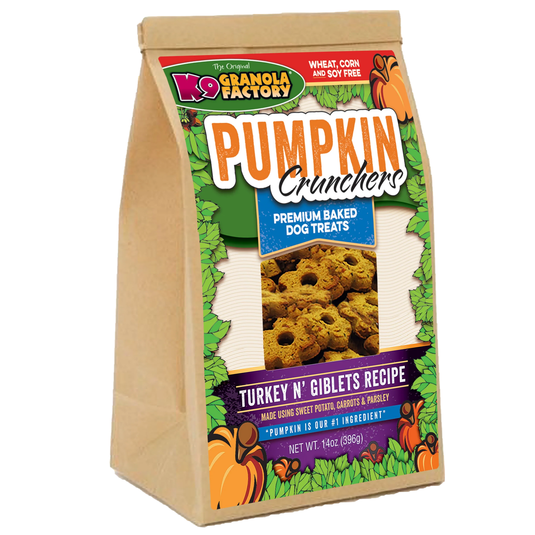 K9 Granola Factory Pumpkin Crunchers, Turkey N' Giblet Recipe Dog Treats (14oz)