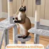Ultimate 53.5-Inch Rotatable Cat Tree: Multi-Level Playground for Kittens and Large Cats with Cozy Condo and Scratching Posts in Light Gray