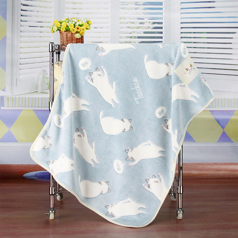 Pet Quilt Warm Blanket Coral Fleece Antifreeze Autumn And Winter Pets