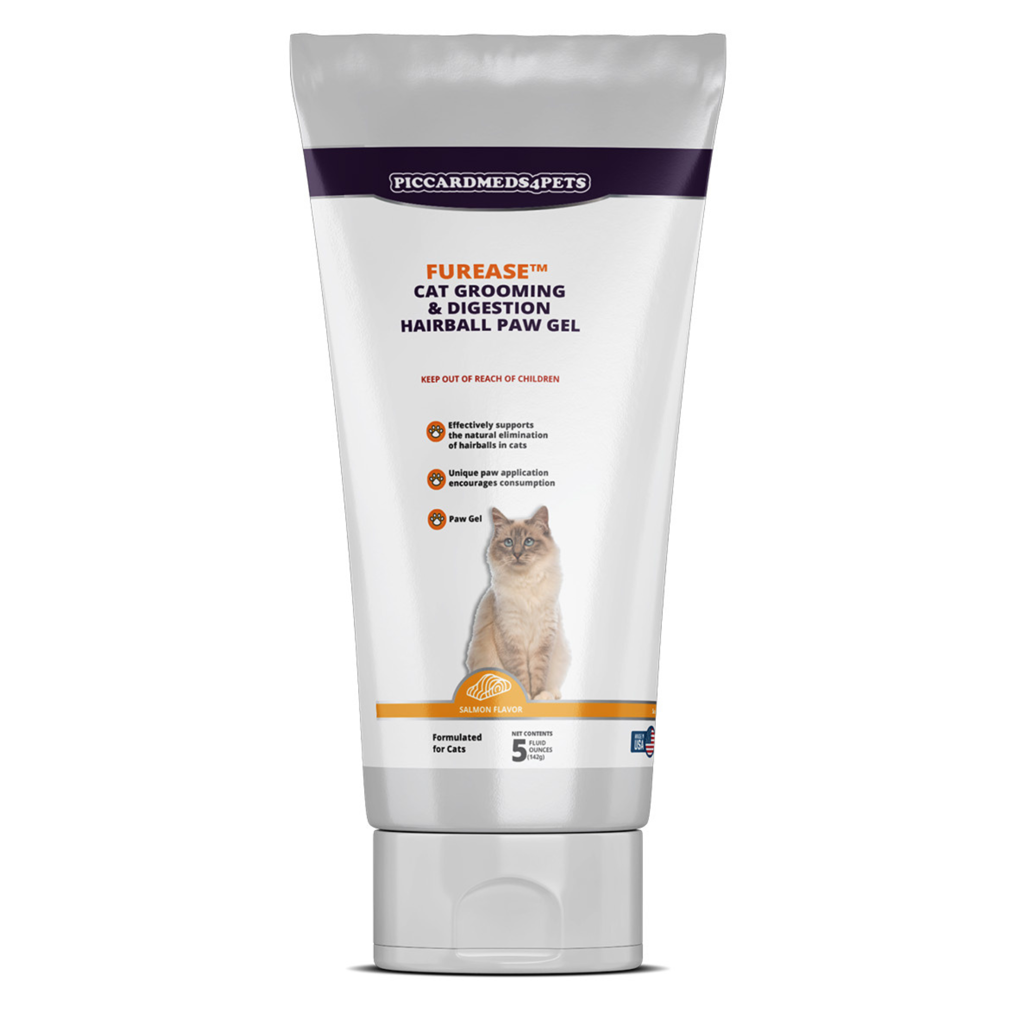 Piccardmeds4pets FurEase Cat Grooming & Digestion Hairball Paw Gel 5 oz.