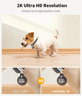 2K Pet Camera with Treat Dispenser, 360° WiFi Dog Cat Cam, 2-Way Talk, Works with Alexa & Google