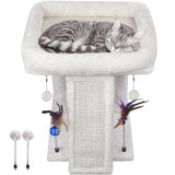 Cozy Beige Cat Tree with Condo, Scratch Post, Hammock & Fun Hanging Balls for Your Feline Friends