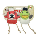 Natural Leather Wee Buddies Duck & Bunny Dog Chew Toys, 2 Pack