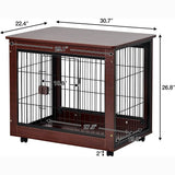 31-Inch Furniture Style Pet Dog Crate Cage with Wooden Structure