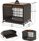 Heavy Duty Dog Crate Furniture Table 33 Inch Brown for Stylish Pet Housing