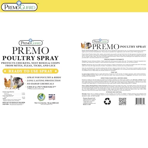 Poultry Spray 16 oz - Plant Based All Natural Non-Toxic - By Premo Guard