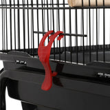 41''H Open Top Metal Birdcage with Slide-Out Tray and Feeders, Black