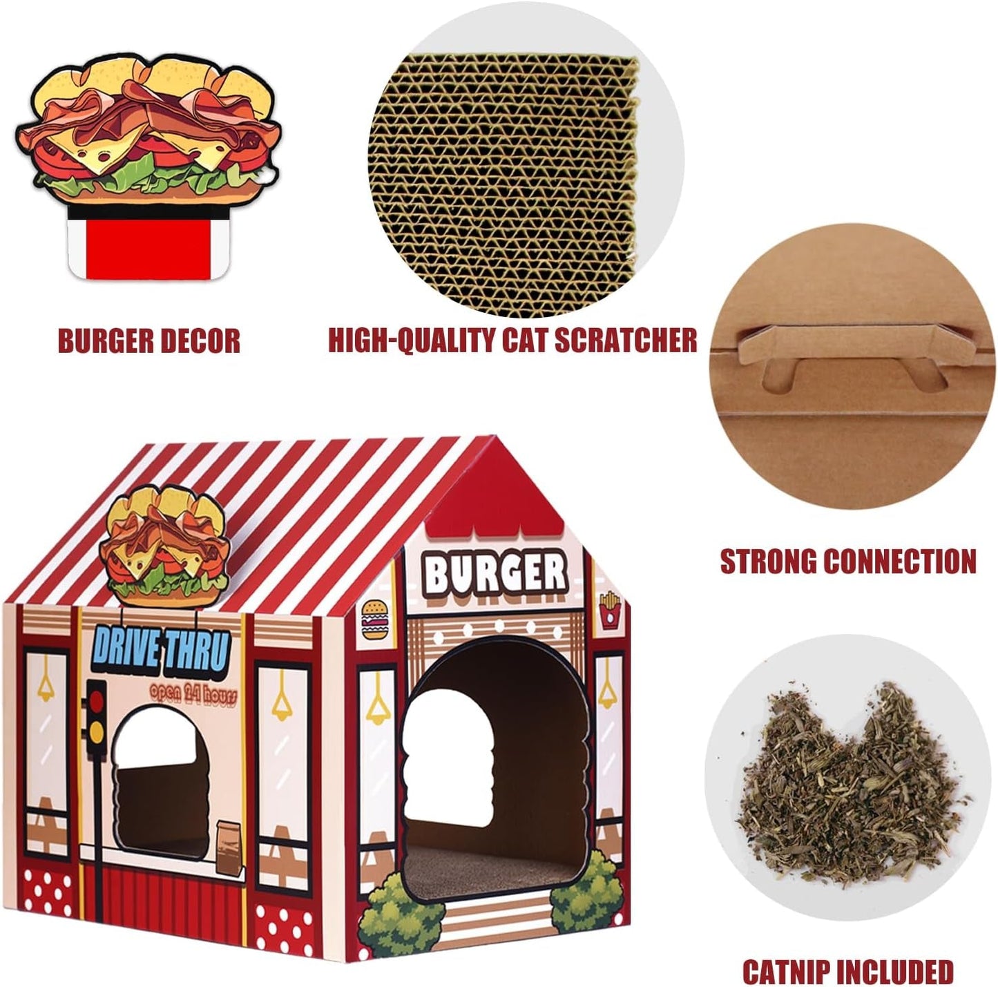 Cardboard Cat House with Scratcher
