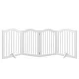 4 Panel Freestanding Pet Gate With Foldable Design And Support Feet - White