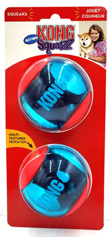 KONG Squeezz Action Ball Red 2 Count Large Squeaky Dog Fetch Toy 3"