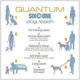 6 in 1 Hands Free Dog Leash | Reflective Running Belt Leash for Dogs | Crossbody & Waist Belt Leash | Carabiner Clip | Padded Handle for Training, Hiking or Jogging | Quantum Leash | 6 Colors