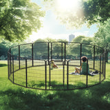 16 Panels Heavy-Duty Metal Playpen with Door, 39.37' H Dog Fence Pet Exercise Pen for Outdoor, Indoor