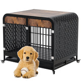 Heavy Duty Dog Crate Furniture Table 33 Inch Brown for Stylish Pet Housing