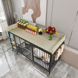 Large Pet Cage with Storage Rack Black and Beige