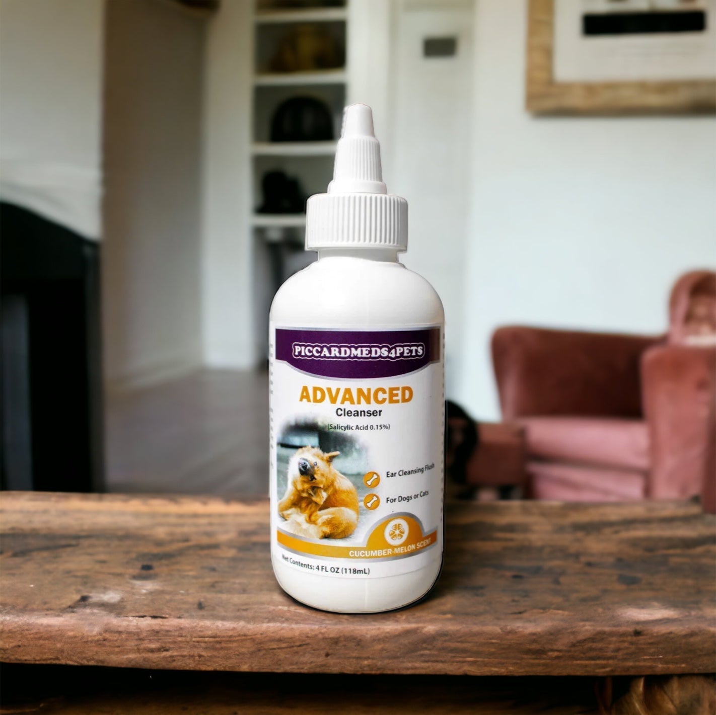 Piccardmeds4pets Advanced Ear Cleansing Solution 4oz Salicylic Acid Aloe Dogs Cats + FREE Bandana!