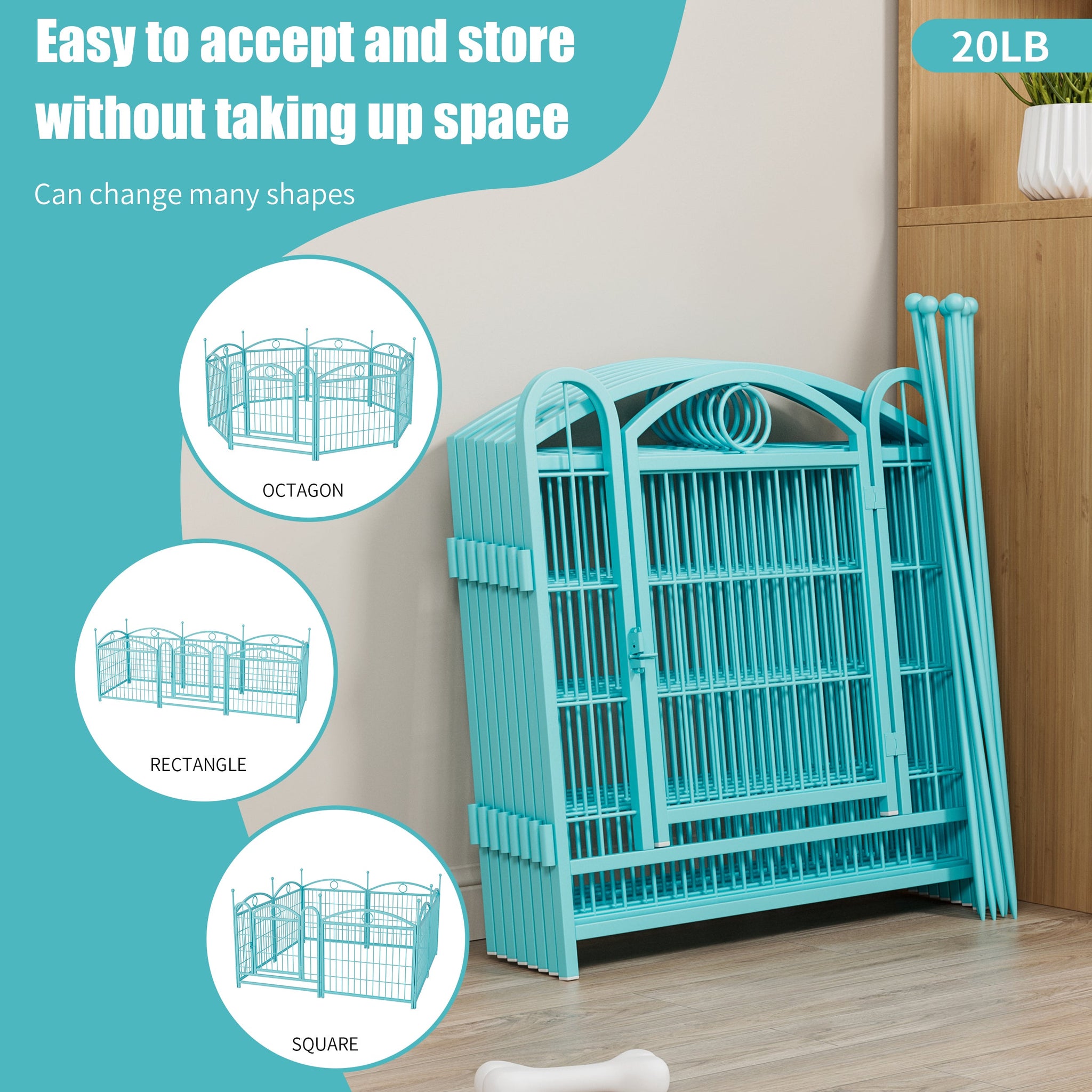 Dog Playpen Indoor 24 inch 8 Panels Metal Dog Pen Pet Dog Fence Outdoor Exercise Pen with Doors, Heavy Duty Dog Fence Puppy Pen for Large Medium Small Dogs Indoor Outdoor Foldable Pet Exercise Pen
