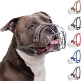 Breathable Metal Basket Dog Muzzle for Large Dogs with Leather Straps