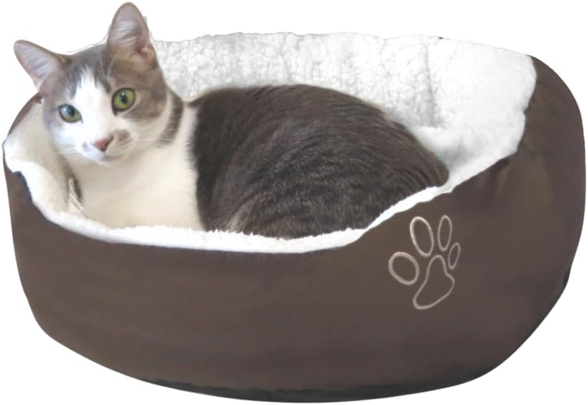 Calming Donut Cat Bed Plush Anti Anxiety Washable Non Slip Small Pets
