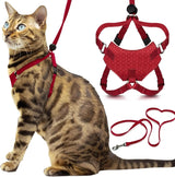 Cat Harness Escape Proof Adjustable Leash Set Reflective Walking Vest
