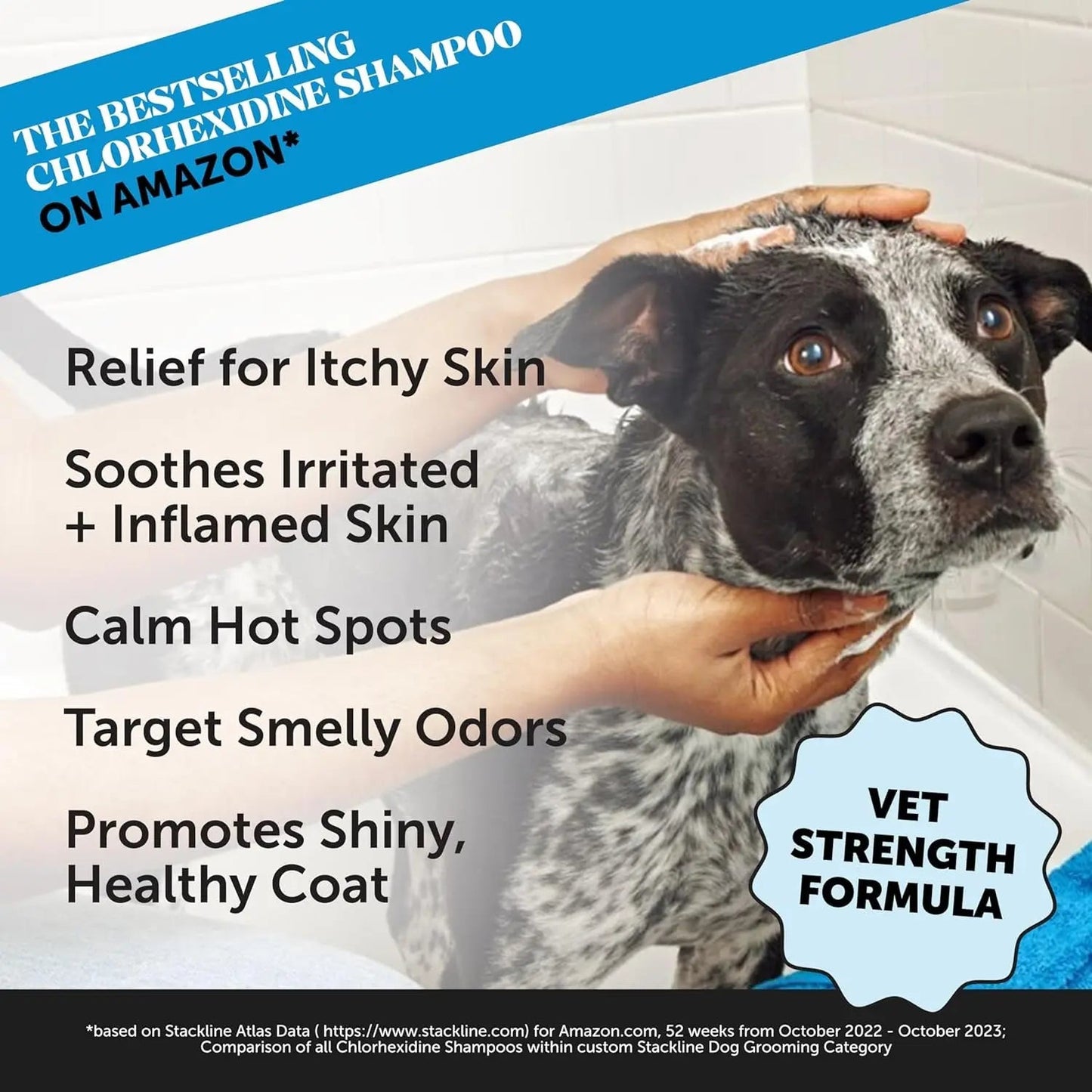Chlorhexidine Itch Relief Pet Shampoo – Dogs & Cats, 16oz for Allergies, Itching, Skin and Coat Supplement