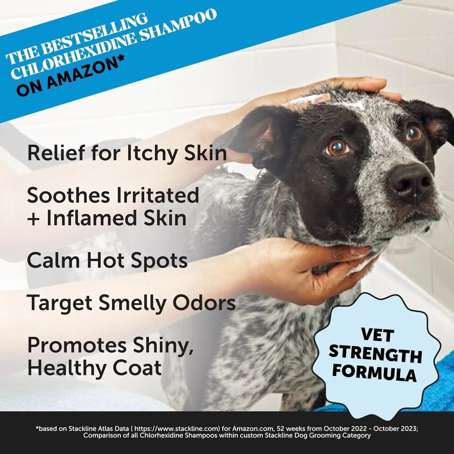 Chlorhexidine Itch Relief Pet Shampoo – Dogs & Cats, 16oz for Allergies, Itching, Skin and Coat Supplement