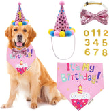 Dog Birthday Bandana, Party Hat & Bow Tie Set for Small- Large Dogs
