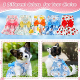Floral Dog Dress Set Bow Summer Puppy Skirt Outfit Small Dogs Cats 5 Pack