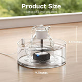 Glass Cat Water Fountain 2.7L Ultra Quiet BPA Free Auto Pet Fountain