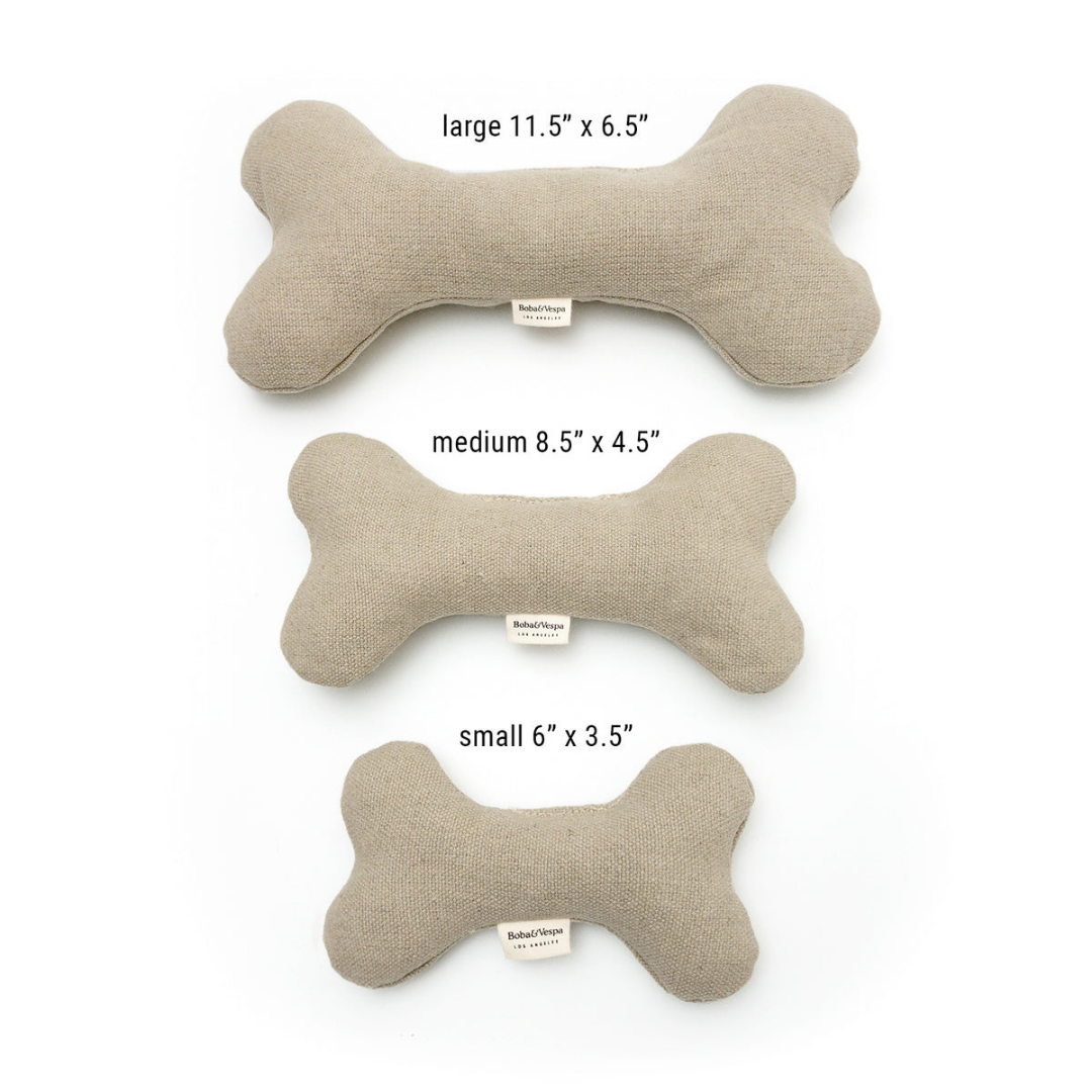 Boba & Vespa Plush Hemp Dog Toy Bone for Gentle Chewers