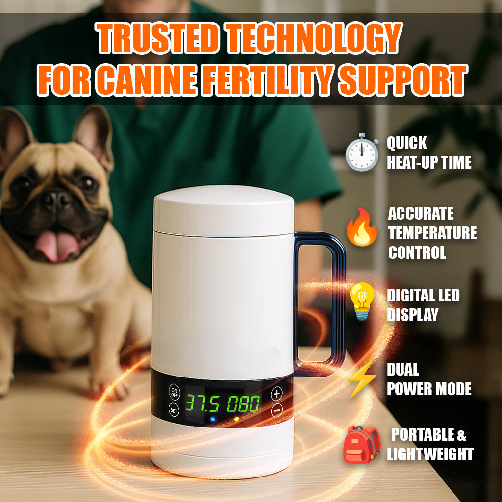 Dog Semen Extender Warmer & Thawer with Temperature Control – Portable Sample Tube Heater for Breeding, AI Prep, Transport & Collection – Digital Display
