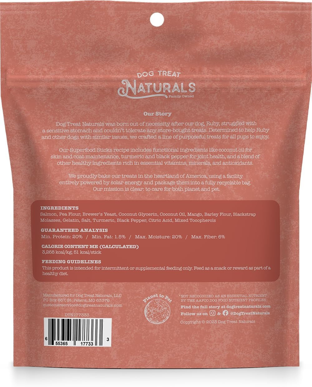 Dog Treat Superfood Sticks, Salmon & Mango Dog Treats (10oz)