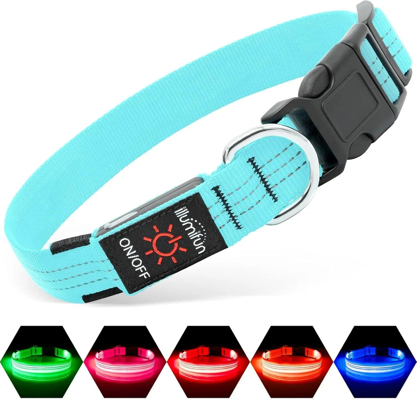 LED Dog Collar Rechargeable Light-Up Safety Collar for Night Walking (colors)