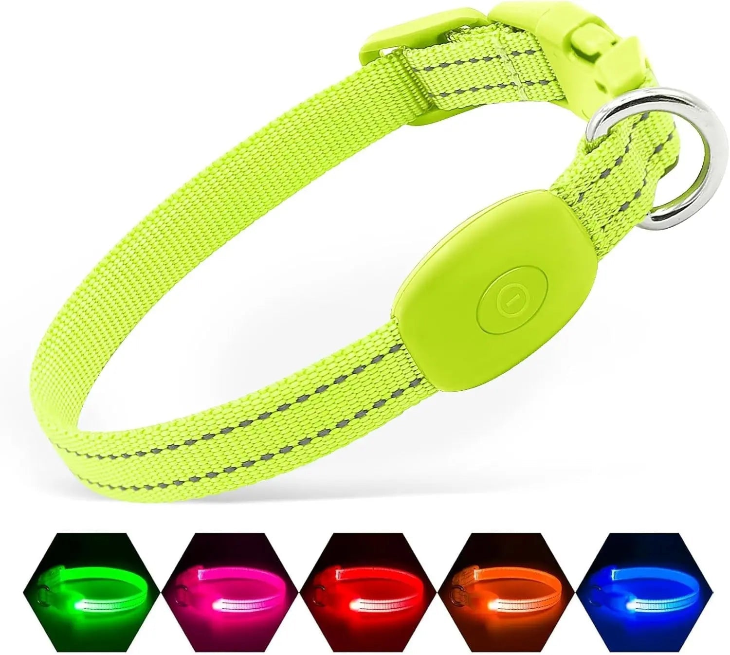 LED Dog Collar Rechargeable Light-Up Safety Collar for Night Walking (colors)