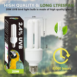 UVA UVB Bird Light Bulb 20W, Full Spectrum Lamp for Captive Birds