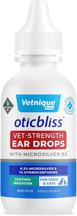 Oticbliss Cat & Dog Ear Infection Drops – MicroSilver & Hydrocortisone Relief