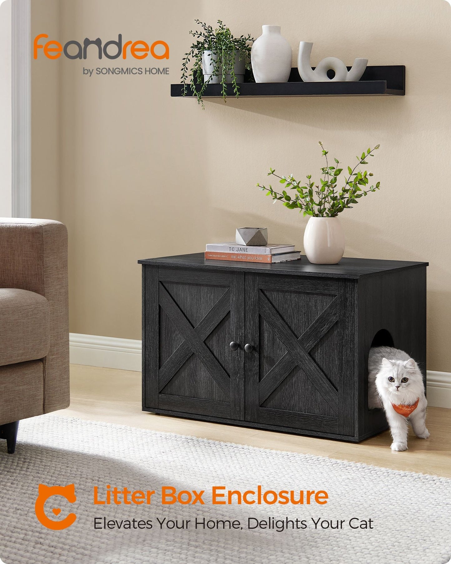 Cat Litter Box Enclosure with Removable Divider