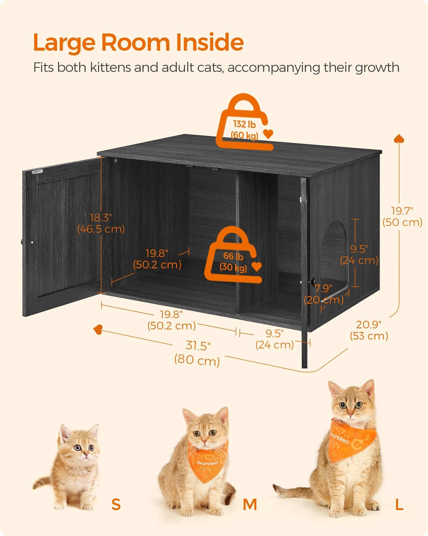Cat Litter Box Enclosure with Removable Divider
