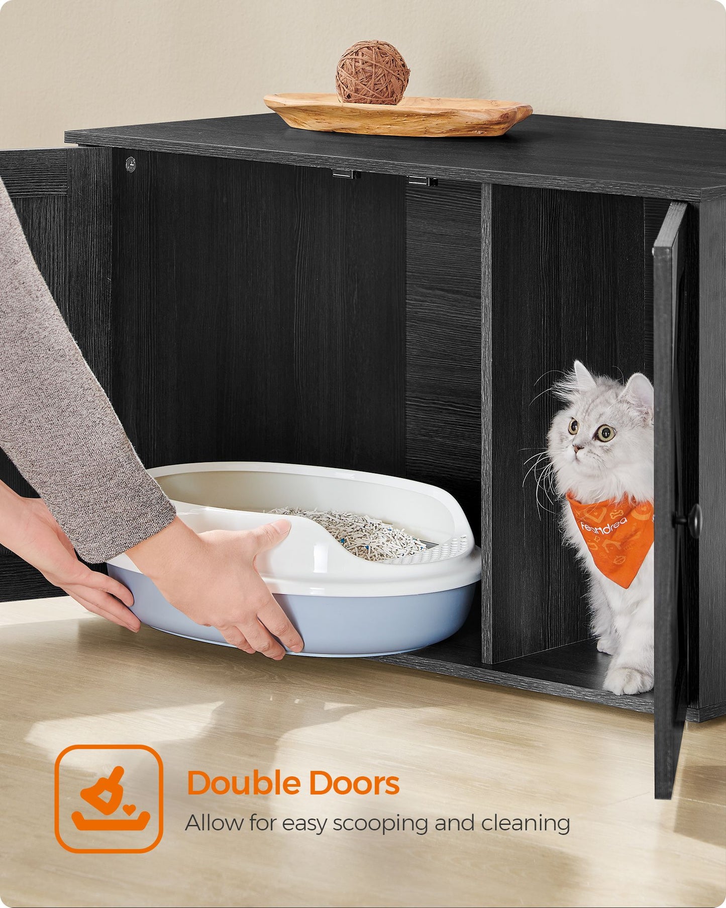 Cat Litter Box Enclosure with Removable Divider