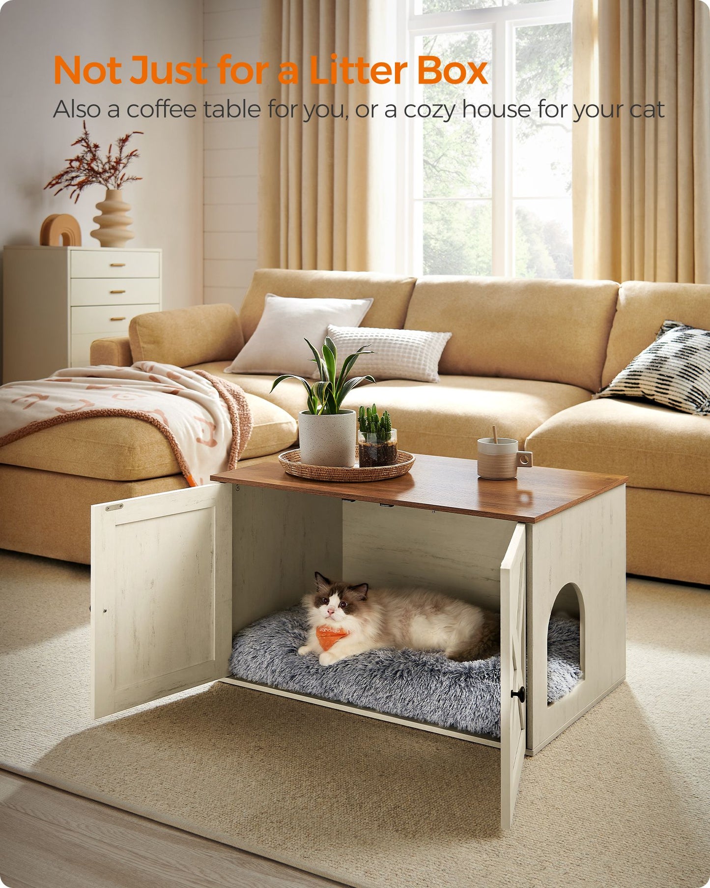 Cat Litter Box Enclosure with Removable Divider