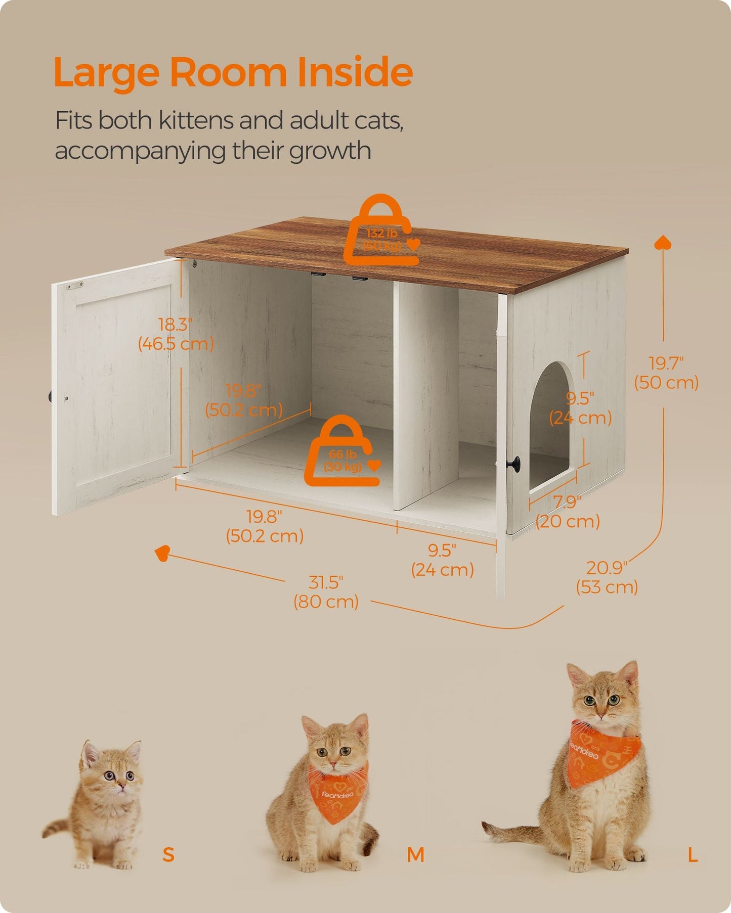 Cat Litter Box Enclosure with Removable Divider