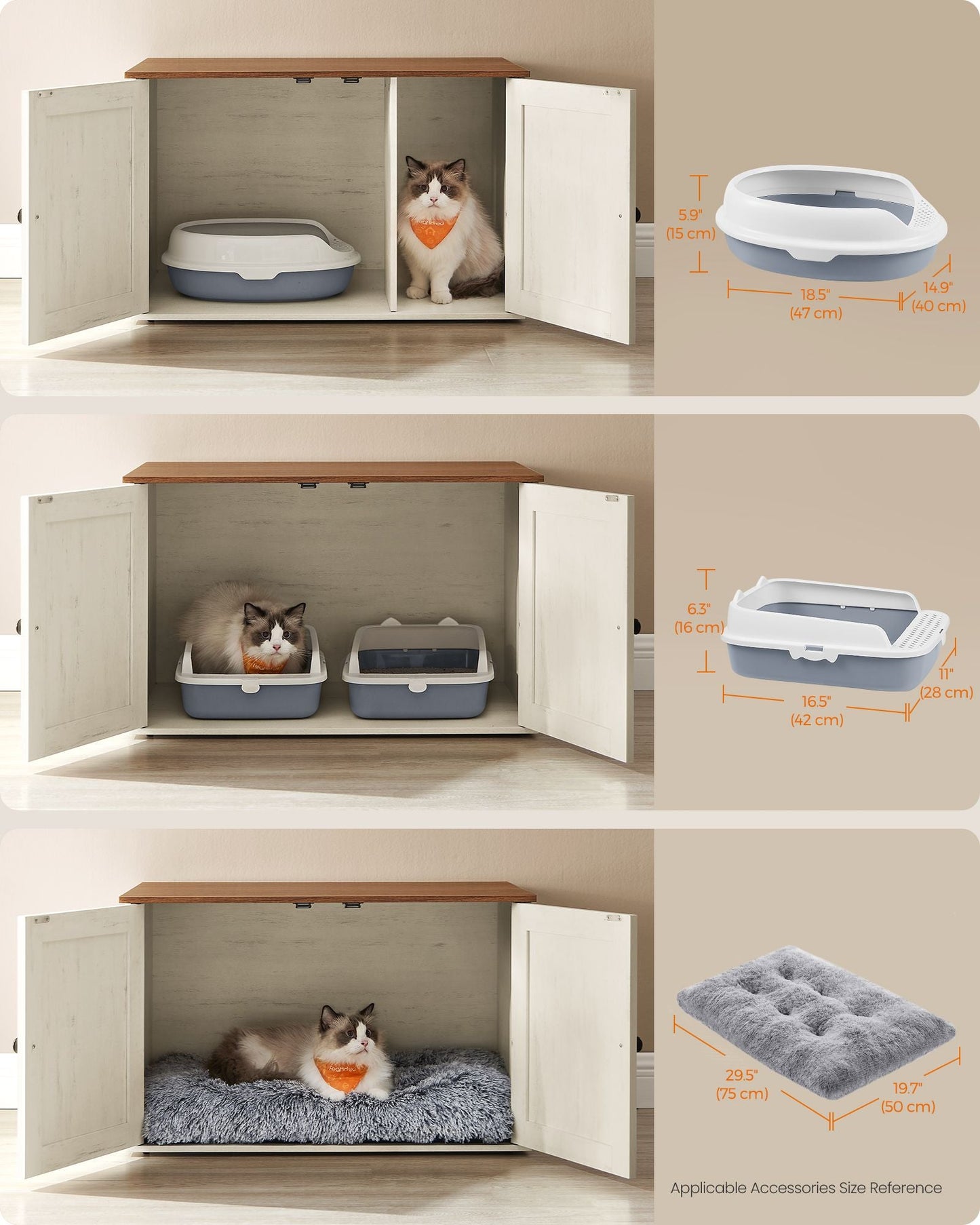 Cat Litter Box Enclosure with Removable Divider