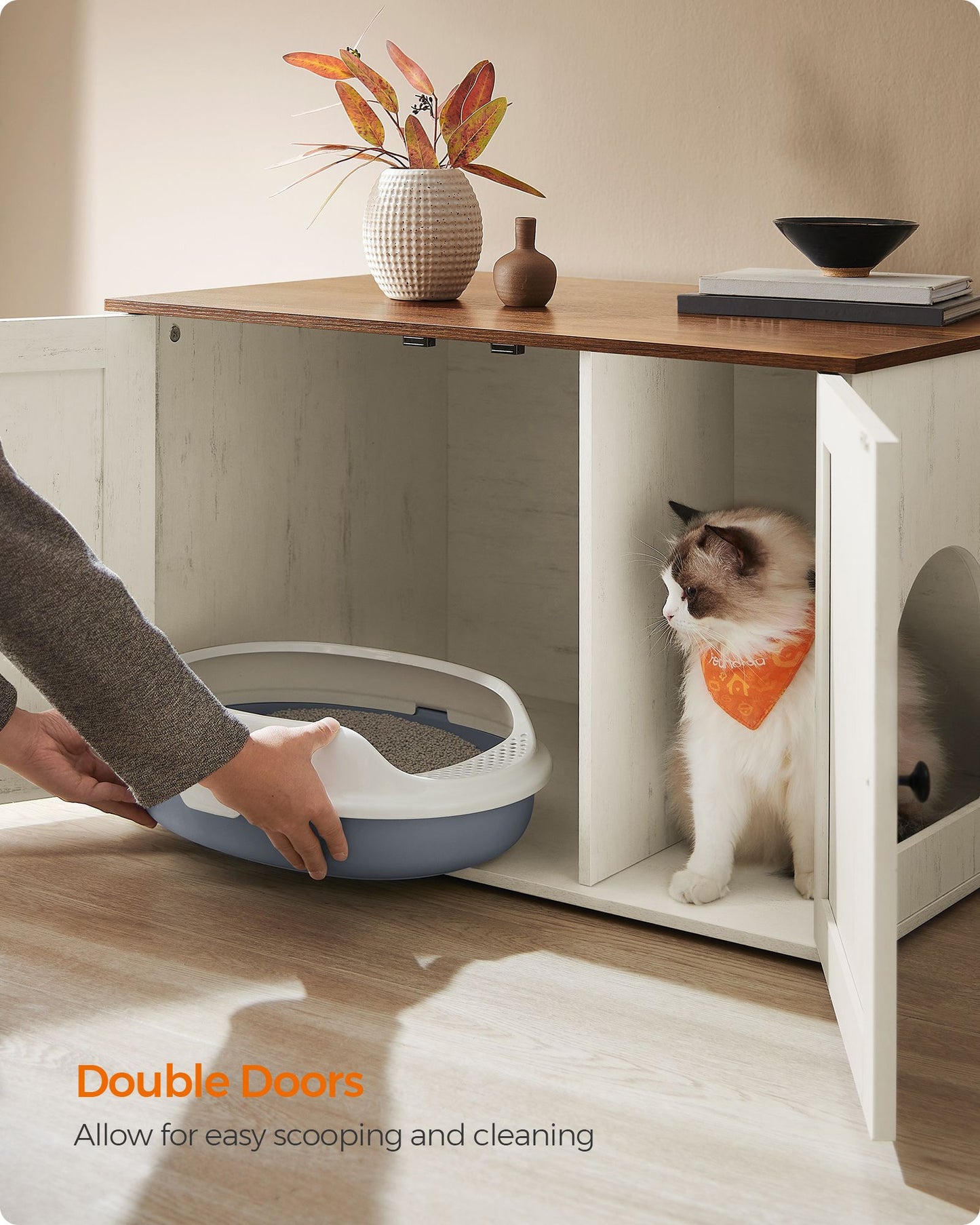 Cat Litter Box Enclosure with Removable Divider