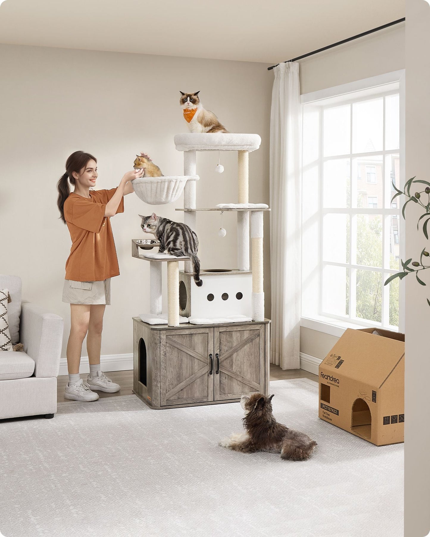 66.9-Inch Cat Tower with Litter Box Enclosure