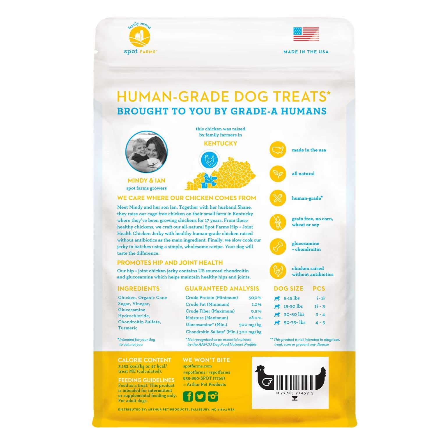 Spot Farms Dog Grain Free Jerky Hip & Joint Chicken (12oz)