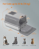 Feandrea Stainless Steel Cat Litter Box with Flip Lid