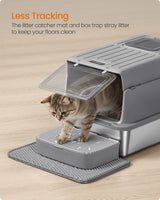 Feandrea Stainless Steel Cat Litter Box with Flip Lid