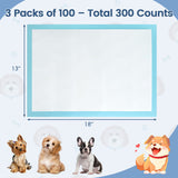 Dog and Puppy Pee Pads 18" x 13" (300 Counts) for Potty Training-Blue - Color: Blue
