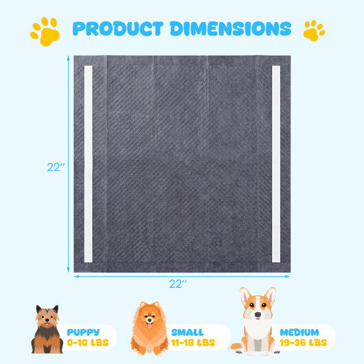 24" x 24" Charcoal?Dog Pee Pads 6-Layer for Dogs-Black - Color: Black